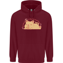 Cat and Pizza Funny Antisocial Mens 80% Cotton Hoodie Maroon