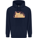 Cat and Pizza Funny Antisocial Mens 80% Cotton Hoodie Navy Blue