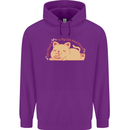 Cat and Pizza Funny Antisocial Mens 80% Cotton Hoodie Purple