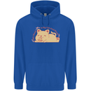 Cat and Pizza Funny Antisocial Mens 80% Cotton Hoodie Royal Blue