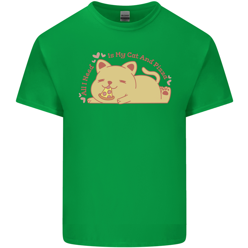 Cat and Pizza Funny Antisocial Mens Cotton T-Shirt Tee Top Irish Green