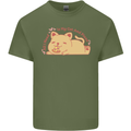 Cat and Pizza Funny Antisocial Mens Cotton T-Shirt Tee Top Military Green