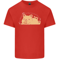 Cat and Pizza Funny Antisocial Mens Cotton T-Shirt Tee Top Red