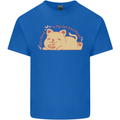 Cat and Pizza Funny Antisocial Mens Cotton T-Shirt Tee Top Royal Blue