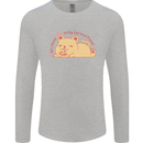Cat and Pizza Funny Antisocial Mens Long Sleeve T-Shirt Sports Grey