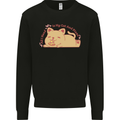 Cat and Pizza Funny Antisocial Mens Sweatshirt Jumper Black