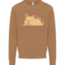 Cat and Pizza Funny Antisocial Mens Sweatshirt Jumper Caramel Latte