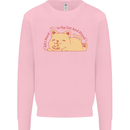 Cat and Pizza Funny Antisocial Mens Sweatshirt Jumper Light Pink