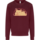 Cat and Pizza Funny Antisocial Mens Sweatshirt Jumper Maroon