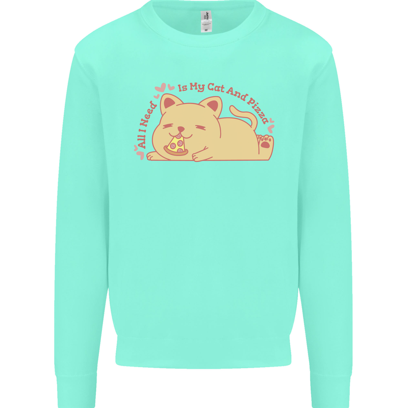 Cat and Pizza Funny Antisocial Mens Sweatshirt Jumper Peppermint