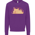 Cat and Pizza Funny Antisocial Mens Sweatshirt Jumper Purple