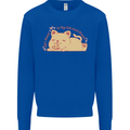 Cat and Pizza Funny Antisocial Mens Sweatshirt Jumper Royal Blue