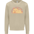 Cat and Pizza Funny Antisocial Mens Sweatshirt Jumper Sand