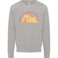 Cat and Pizza Funny Antisocial Mens Sweatshirt Jumper Sports Grey