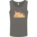 Cat and Pizza Funny Antisocial Mens Vest Tank Top Charcoal