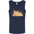 Cat and Pizza Funny Antisocial Mens Vest Tank Top Navy Blue