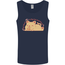 Cat and Pizza Funny Antisocial Mens Vest Tank Top Navy Blue