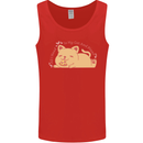 Cat and Pizza Funny Antisocial Mens Vest Tank Top Red