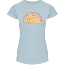 Cat and Pizza Funny Antisocial Womens Petite Cut T-Shirt Light Blue