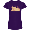 Cat and Pizza Funny Antisocial Womens Petite Cut T-Shirt Purple