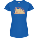 Cat and Pizza Funny Antisocial Womens Petite Cut T-Shirt Royal Blue