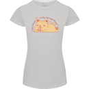 Cat and Pizza Funny Antisocial Womens Petite Cut T-Shirt Sports Grey