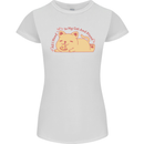Cat and Pizza Funny Antisocial Womens Petite Cut T-Shirt White