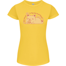 Cat and Pizza Funny Antisocial Womens Petite Cut T-Shirt Yellow