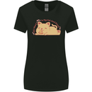 Cat and Pizza Funny Antisocial Womens Wider Cut T-Shirt Black