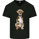 Catahoula Shepherd Dog Mens V-Neck Cotton T-Shirt Black
