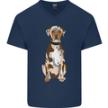 Catahoula Shepherd Dog Mens V-Neck Cotton T-Shirt Navy Blue
