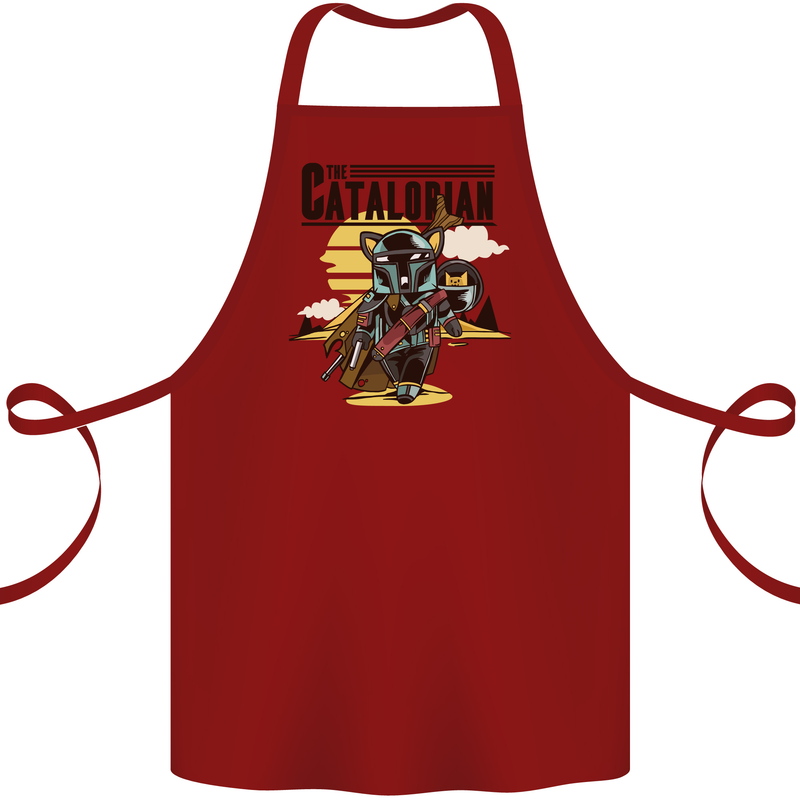 Catalorian Funny Cat Parody Cotton Apron 100% Organic Maroon