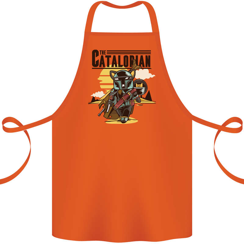 Catalorian Funny Cat Parody Cotton Apron 100% Organic Orange