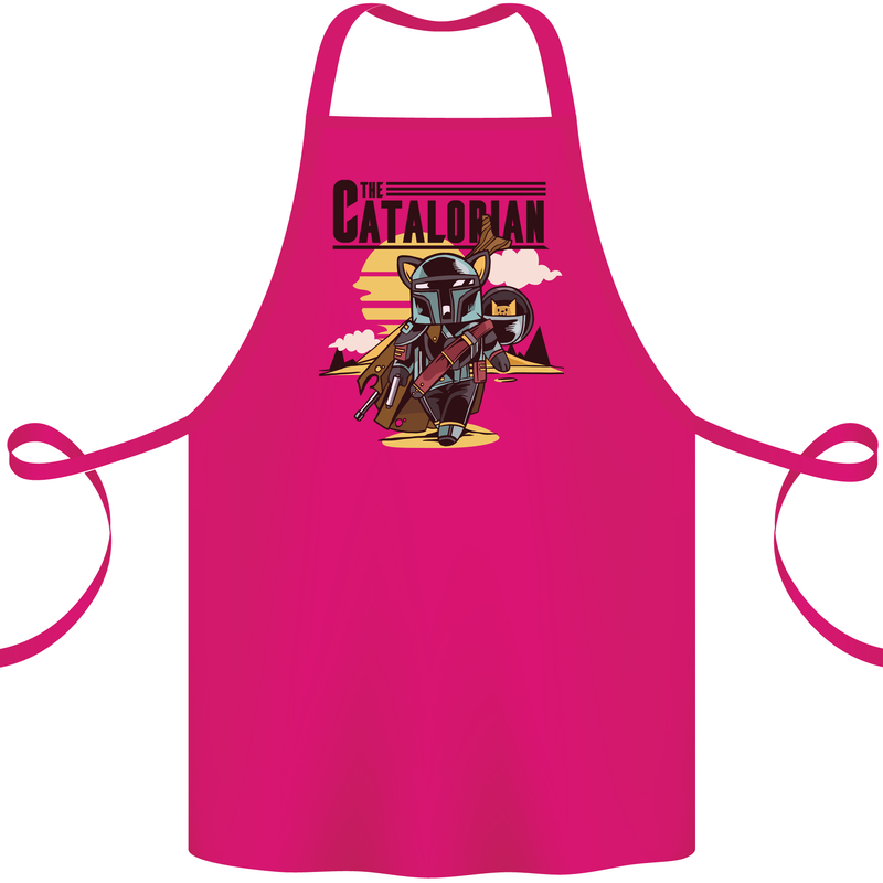 Catalorian Funny Cat Parody Cotton Apron 100% Organic Pink