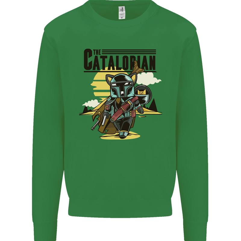 Catalorian Funny Cat Parody Kids Sweatshirt Jumper Irish Green