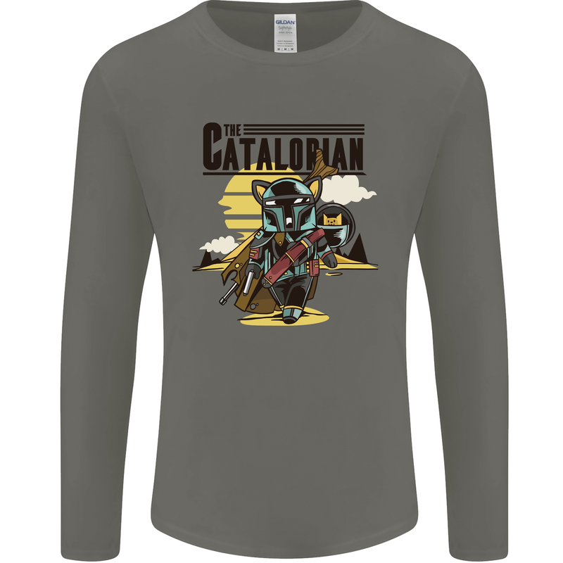 Catalorian Funny Cat Parody Mens Long Sleeve T-Shirt Charcoal