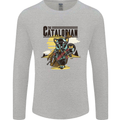 Catalorian Funny Cat Parody Mens Long Sleeve T-Shirt Sports Grey