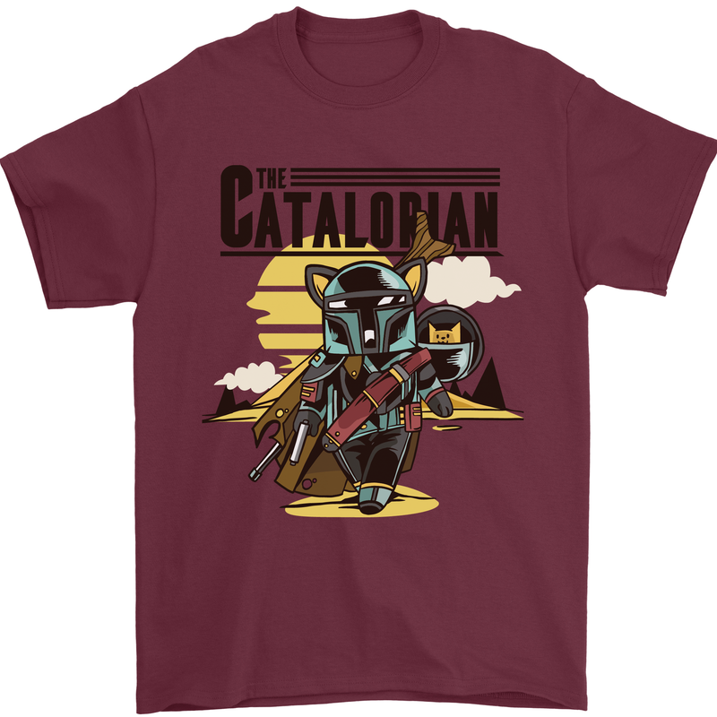 Catalorian Funny Cat Parody Mens T-Shirt 100% Cotton Maroon