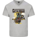 Catalorian Funny Cat Parody Mens V-Neck Cotton T-Shirt Sports Grey