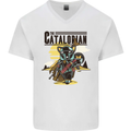 Catalorian Funny Cat Parody Mens V-Neck Cotton T-Shirt White