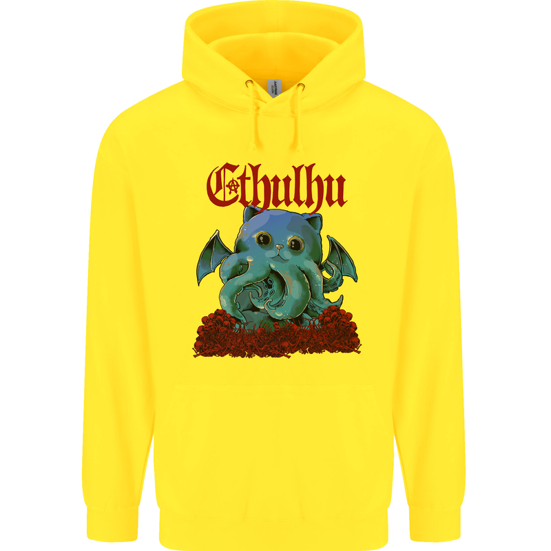 Cathulhu Funny Cat Cthulhu Parody Kraken Childrens Kids Hoodie Yellow