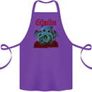 Cathulhu Funny Cat Cthulhu Parody Kraken Cotton Apron 100% Organic Purple