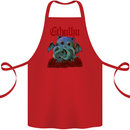 Cathulhu Funny Cat Cthulhu Parody Kraken Cotton Apron 100% Organic Red