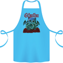 Cathulhu Funny Cat Cthulhu Parody Kraken Cotton Apron 100% Organic Turquoise