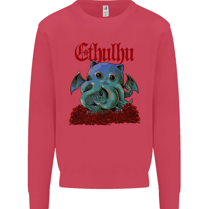 Cathulhu Funny Cat Cthulhu Parody Kraken Kids Sweatshirt Jumper Heliconia