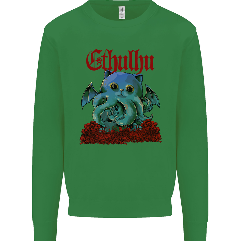 Cathulhu Funny Cat Cthulhu Parody Kraken Kids Sweatshirt Jumper Irish Green