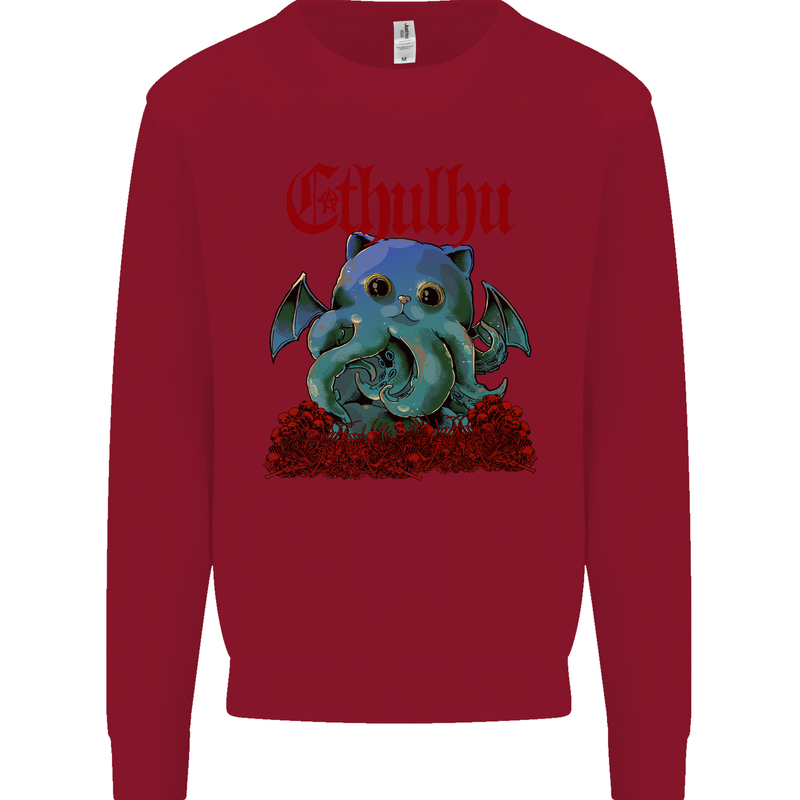 Cathulhu Funny Cat Cthulhu Parody Kraken Kids Sweatshirt Jumper Red