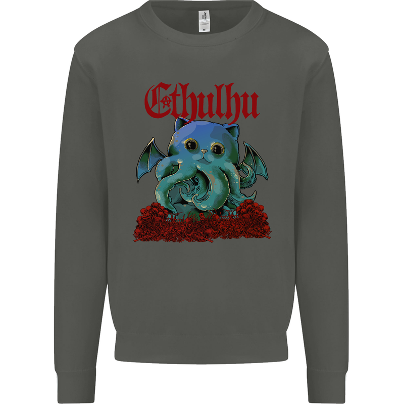 Cathulhu Funny Cat Cthulhu Parody Kraken Kids Sweatshirt Jumper Storm Grey