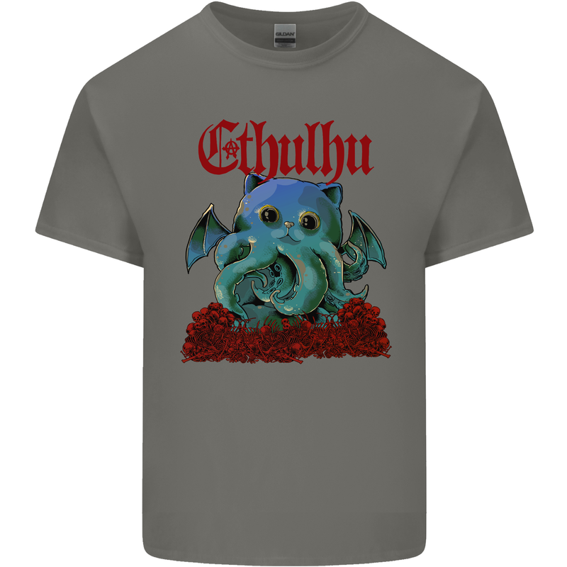 Cathulhu Funny Cat Cthulhu Parody Kraken Kids T-Shirt Childrens Charcoal