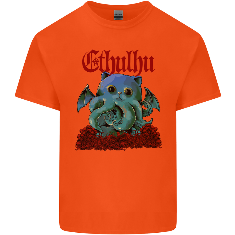 Cathulhu Funny Cat Cthulhu Parody Kraken Kids T-Shirt Childrens Orange